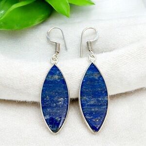 Lapis Lazuli Silver Earrings in 925 sterling silver overlay